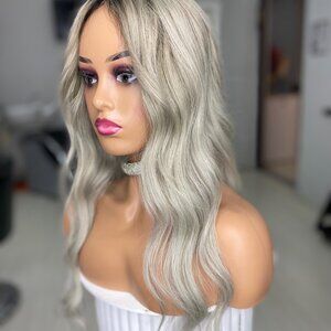 CUSTOM HAIR TOPPER ROOTED BLONDE 24"